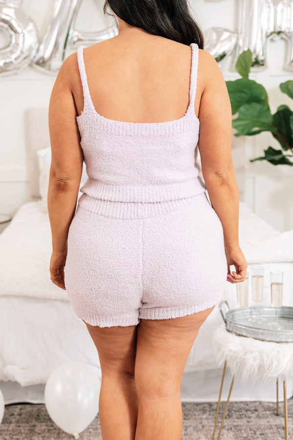 Chic Soul plus size clothing, lavender sherpa tank