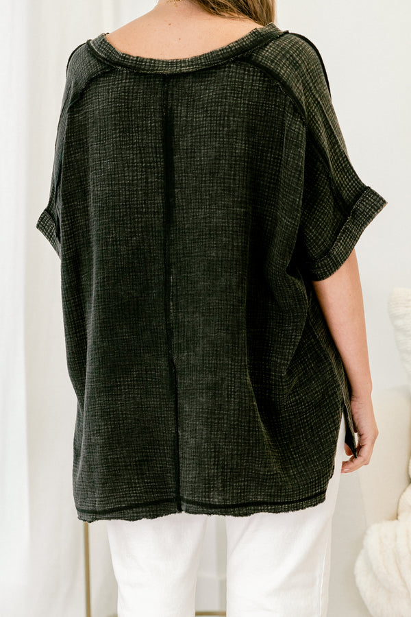 Chic Soul plus size clothing, half sleeve scooped v-neck black basic top