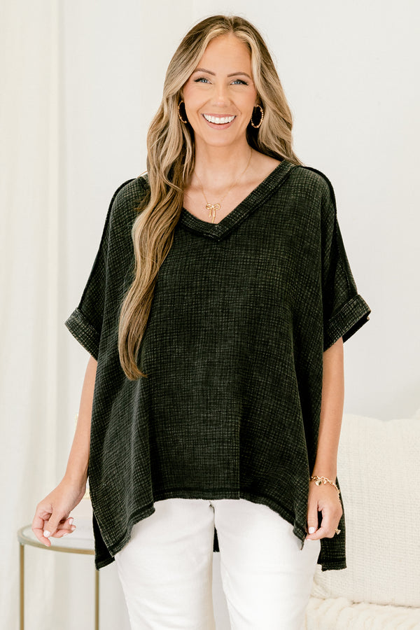 Chic Soul plus size clothing, half sleeve scooped v-neck black basic top