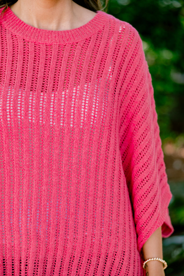 Chic Soul plus size clothing, dark rose half sleeve sweater with an woven texture 
