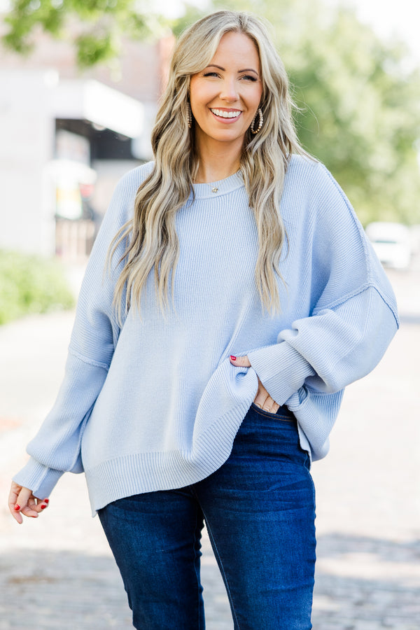 Chic Soul plus size clothing, light blue knit sweater
