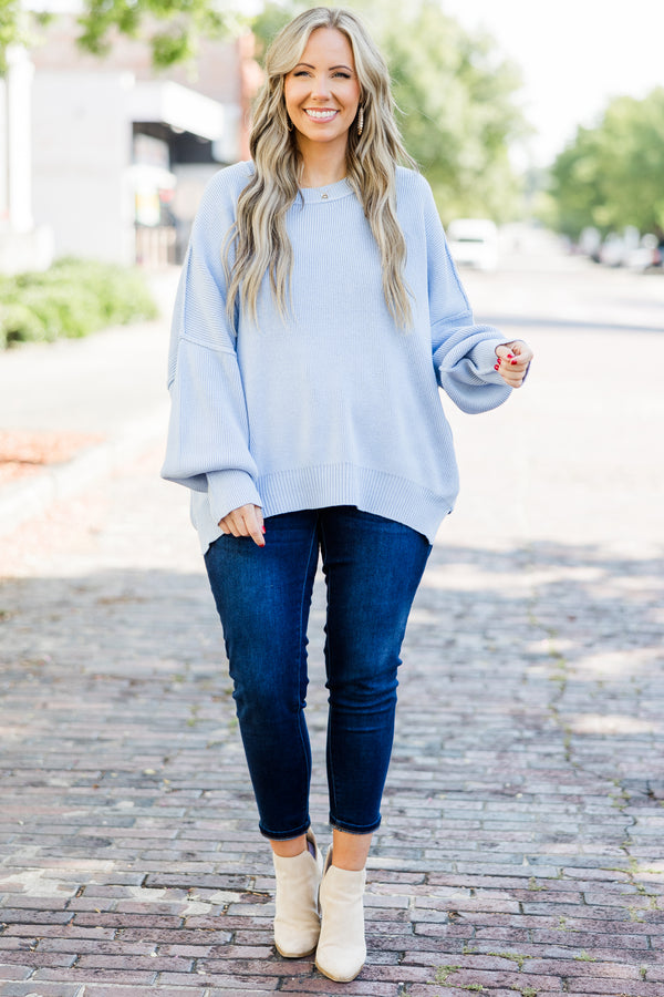 Chic Soul plus size clothing, light blue knit sweater