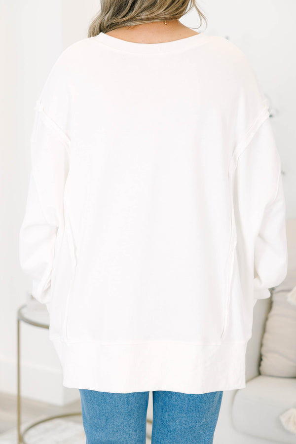 Plus Size ivory crewneck sweatshirt with a martini graphic and Mahjong Social Club text.