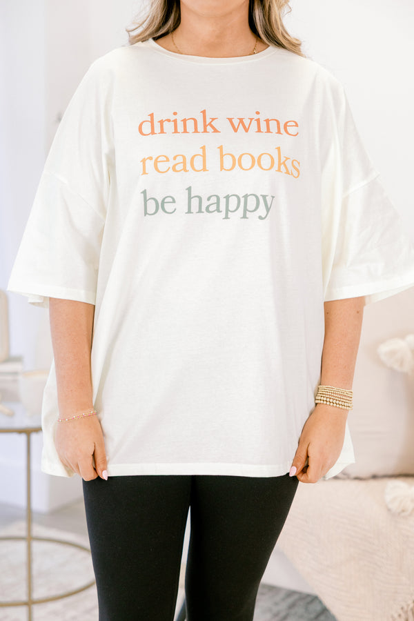 Chic Soul plus size clothing, ivory white short sleeve boyfriend tee with 