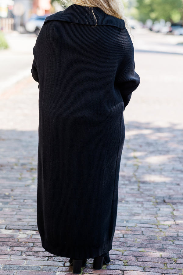 Chic Soul plus size clothing, long-sleeve black long ankle-length cardigan