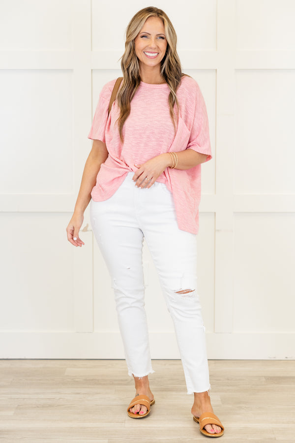 Chic Soul plus size clothing, mid-waisted white cropped skinny jeans with distressed detailing on the ankles and the knees