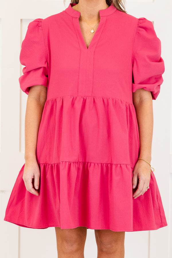 Chic Soul plus size clothing, orchid dress short short puff sleeves and above knee length