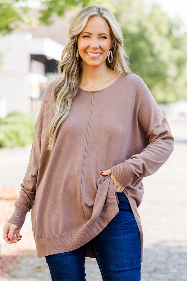 Chic Soul plus size clothing, mocha v neck sweater