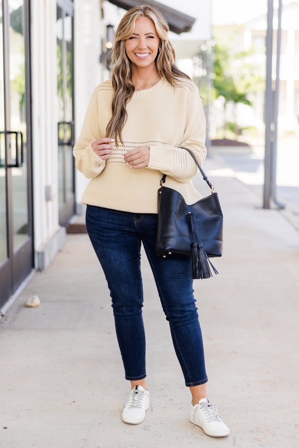  Chic Soul plus size clothing, light brown knitted long sleeve sweater