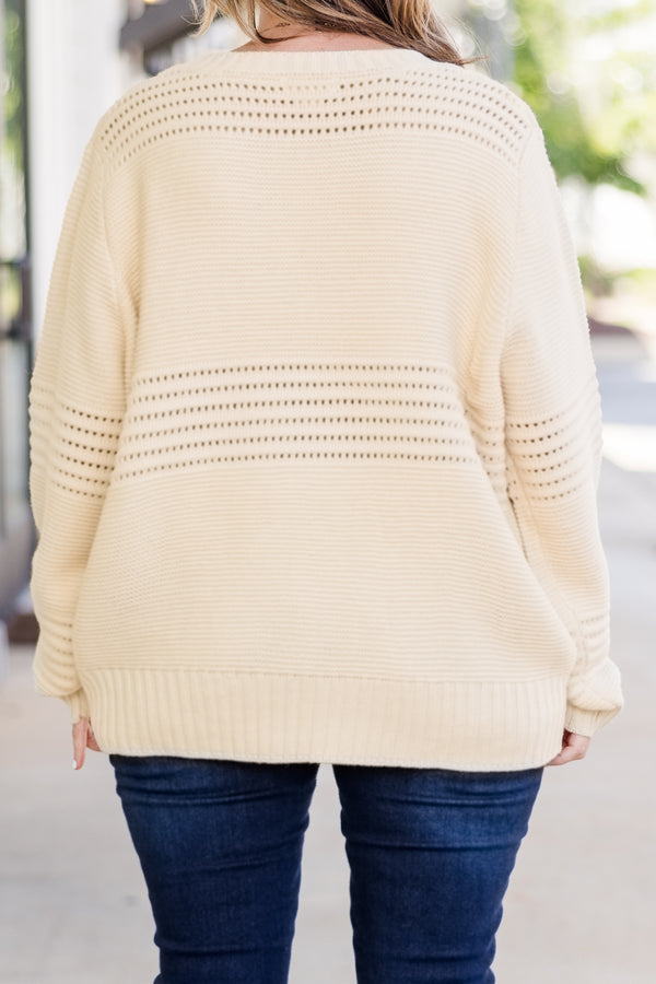  Chic Soul plus size clothing, light brown knitted long sleeve sweater