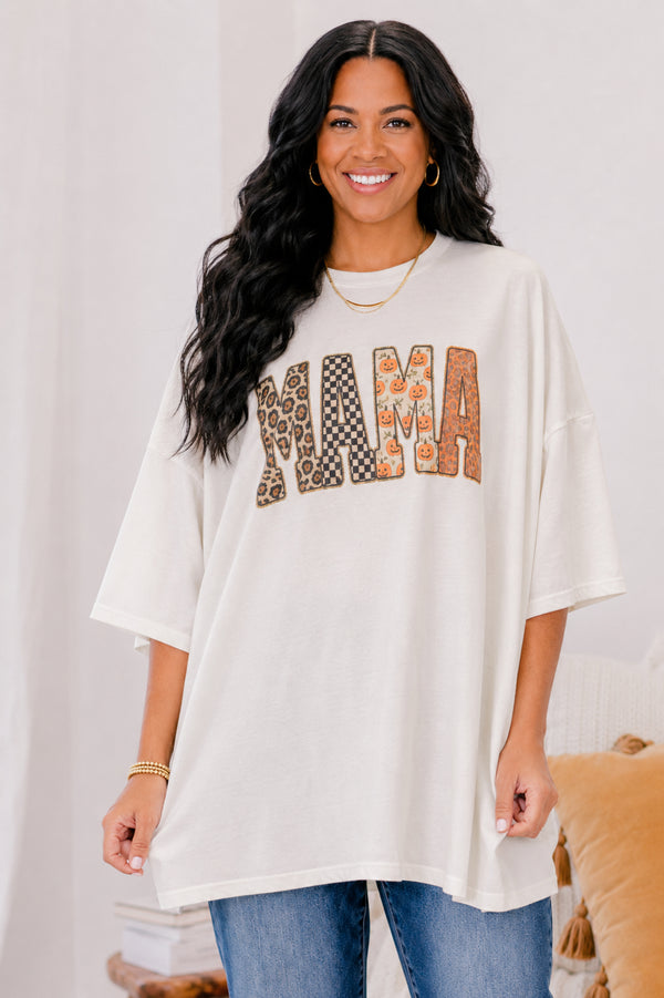 Chic Soul plus size clothing, ivory boyfriend tee with 