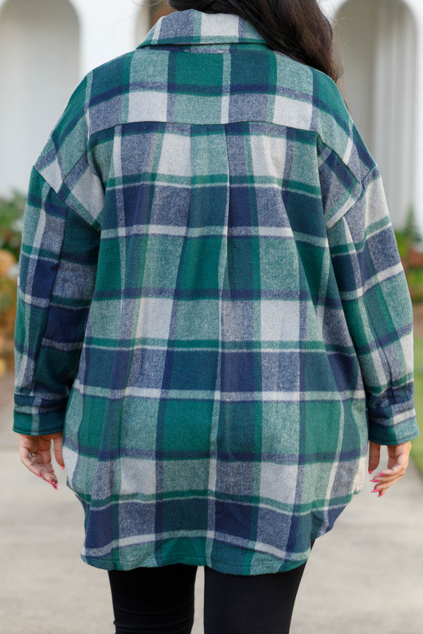 Chic Soul plus size clothing, olive plaid buttoned shacket
