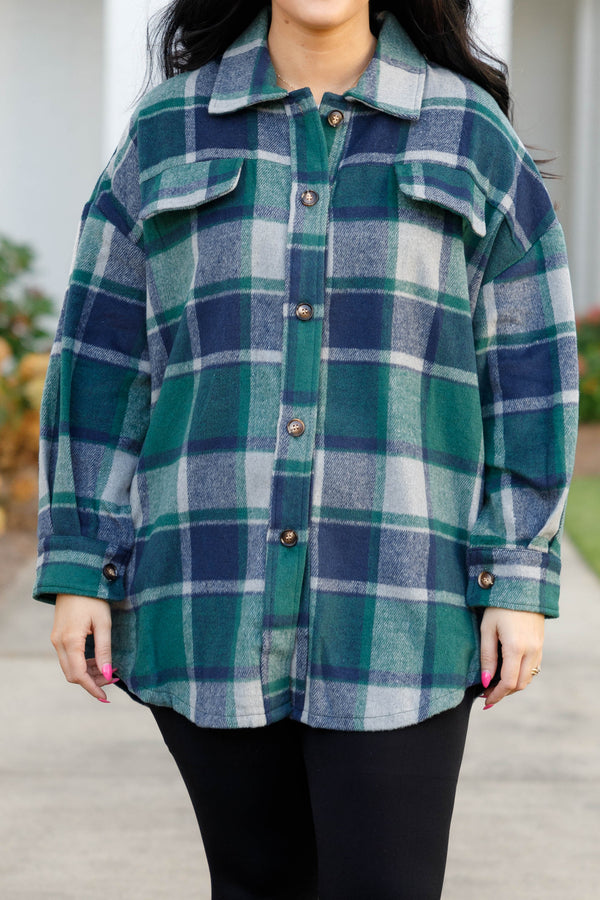Chic Soul plus size clothing, olive plaid buttoned shacket