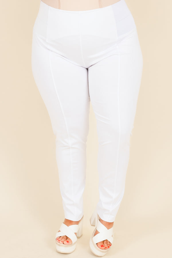 Chic Soul plus size clothing, white leggings with seamline detailing