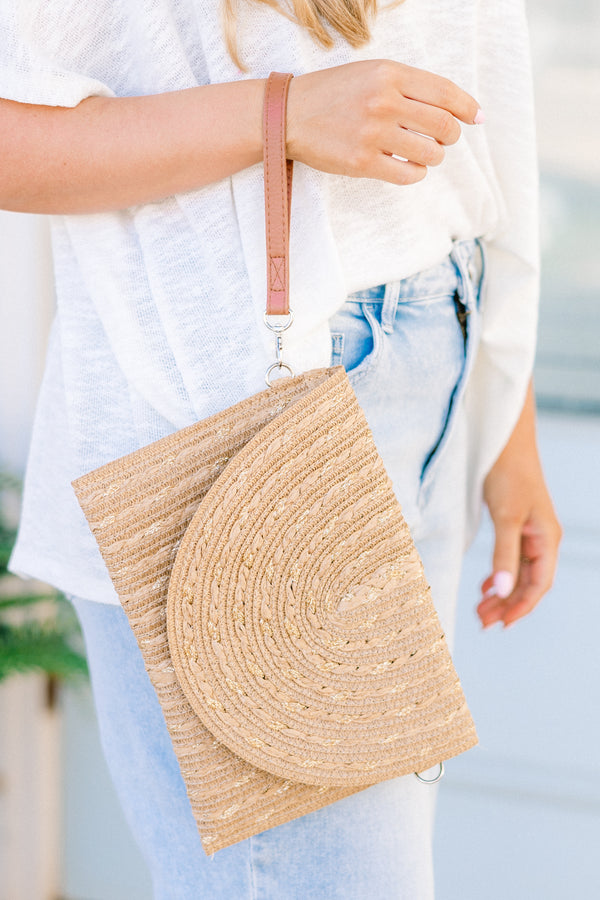 Chic Soul plus size clothing, natural tan woven pattern purse