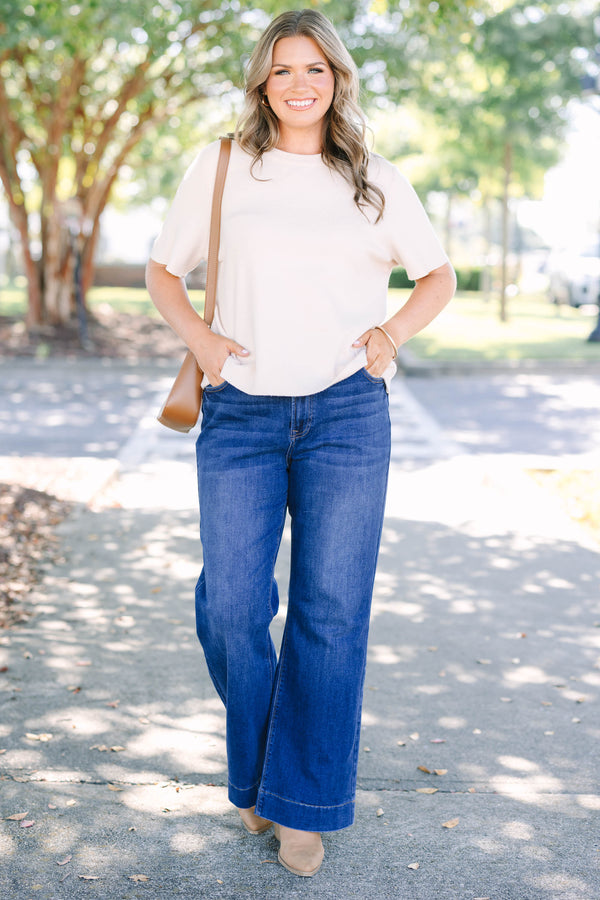 Plus size clothing, dark wash boot cut jeggings