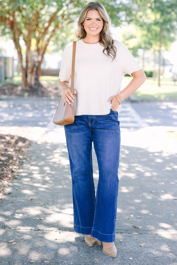 Plus size clothing, dark wash boot cut jeggings