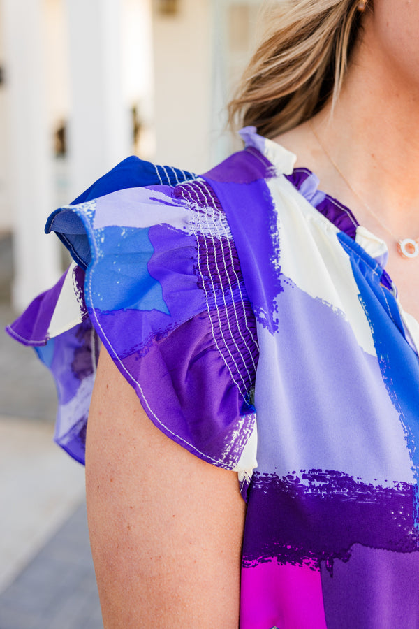 Chic Soul plus size clothing, multicolor abstract pattern tiered flowy dress with ruffle sleeves