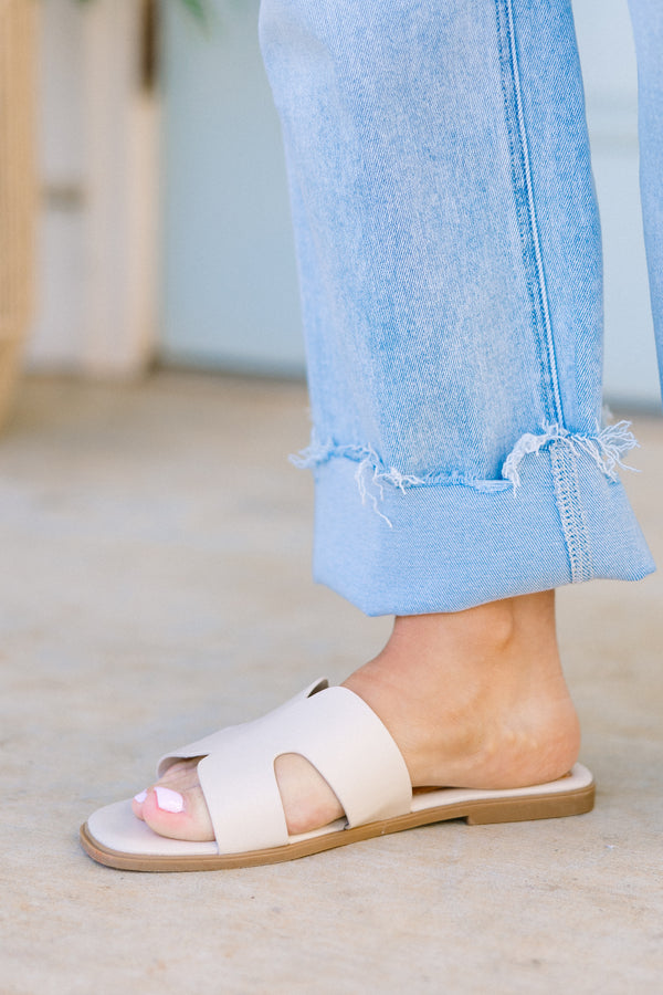 chic soul plus size clothing, nude slide on sandal 