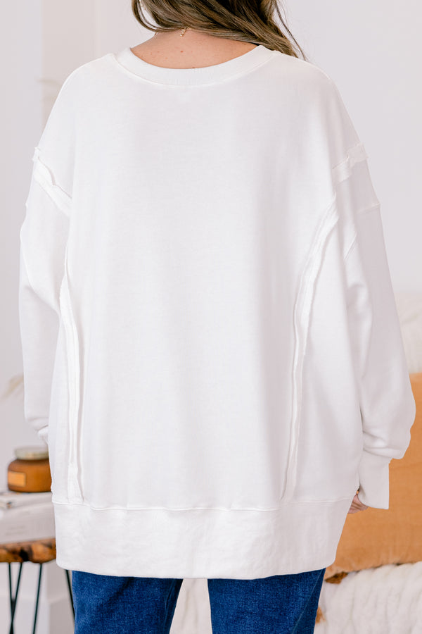 Chic Soul plus size clothing, Ivory oversized long sleeve crew neck sweater with patchwork carved pumpkin on the front