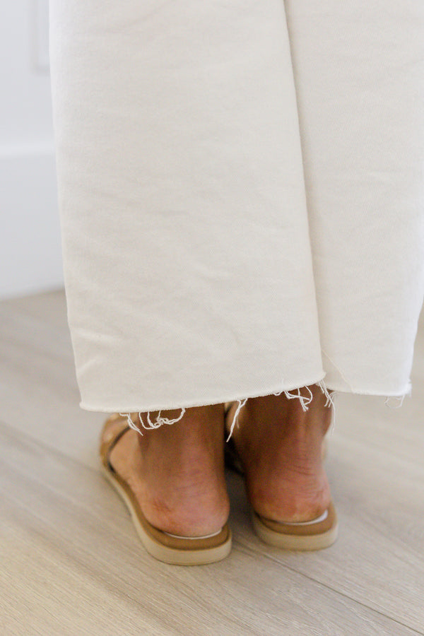 Chic Soul plus size clothing, backless open-toed h-shaped camel brown sandals with gold studding on the top with a light brown sole 