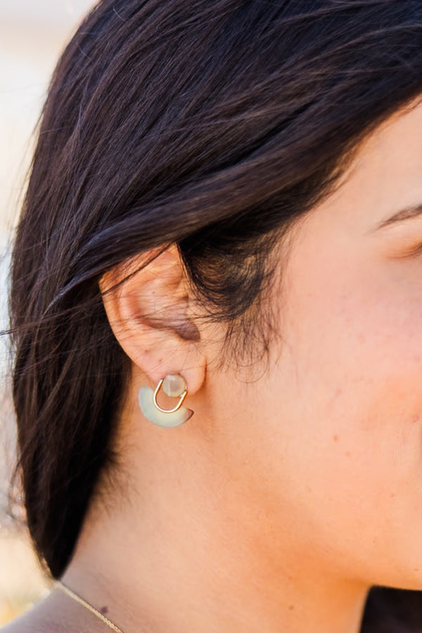Chic Soul plus size clothing, turquoise stud earring with gold tone accent