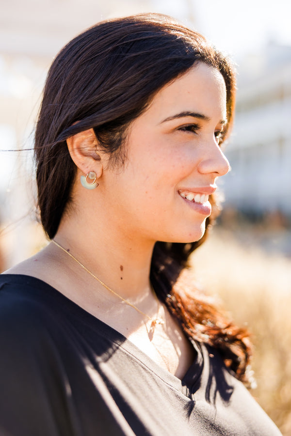 Chic Soul plus size clothing, turquoise stud earring with gold tone accent