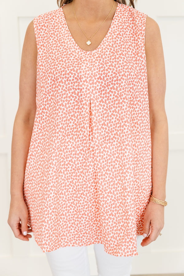 Chic Soul Plus size clothing, Pink Floral tank with scoop neck 