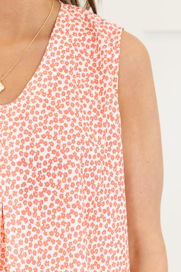 Chic Soul Plus size clothing, Pink Floral tank with scoop neck 