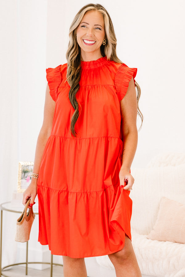 Chic Soul plus size clothing, red ruffle sleeve short dress