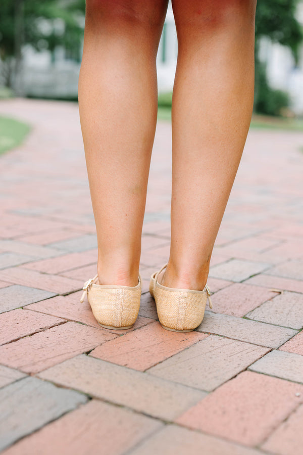 Plus Size natural woven Mary Jane flats with an adjustable buckle strap and square toe.