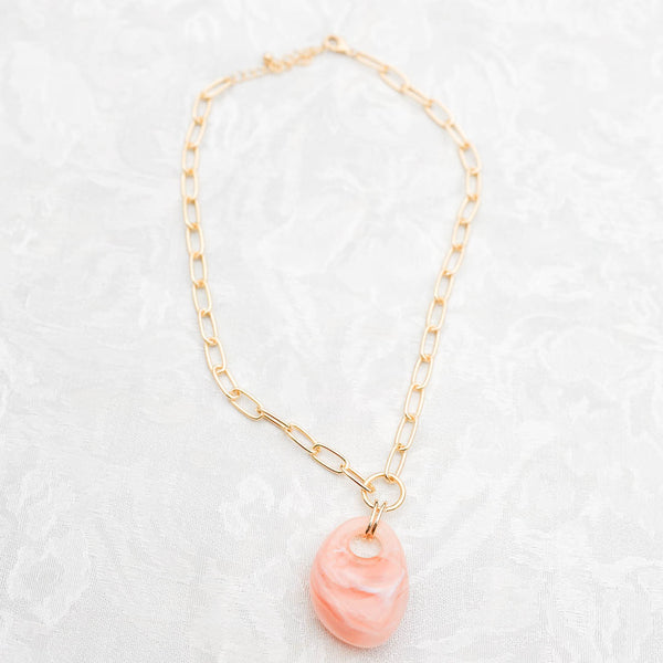 Rosé Glow Pendant Necklace, Gold-Pink