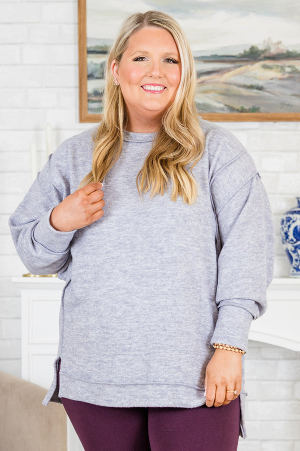 Say Hello Sweater, Heather Grey