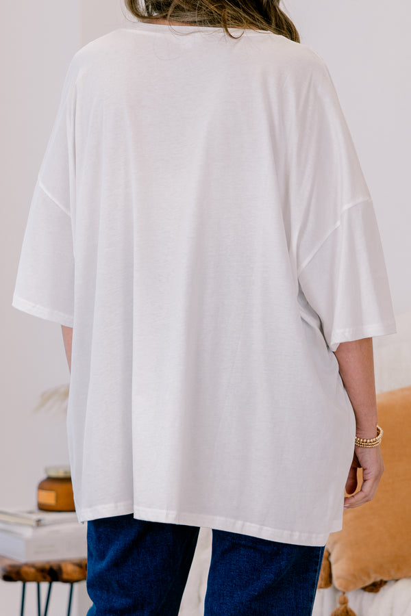 Chic Soul plus size clothing, white boyfriend tee with 