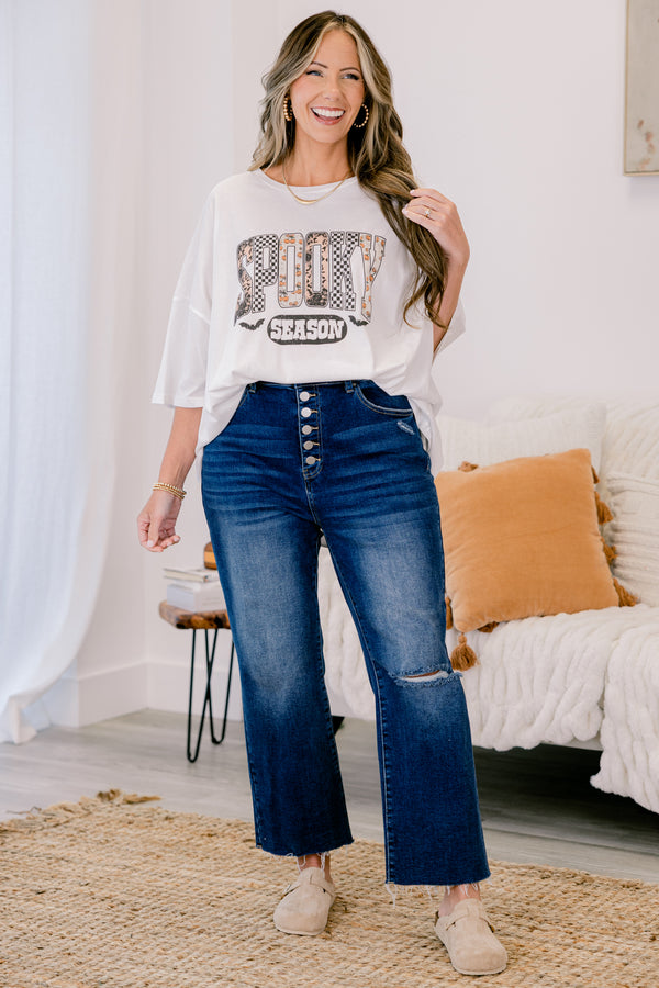 Chic Soul plus size clothing, white boyfriend tee with 