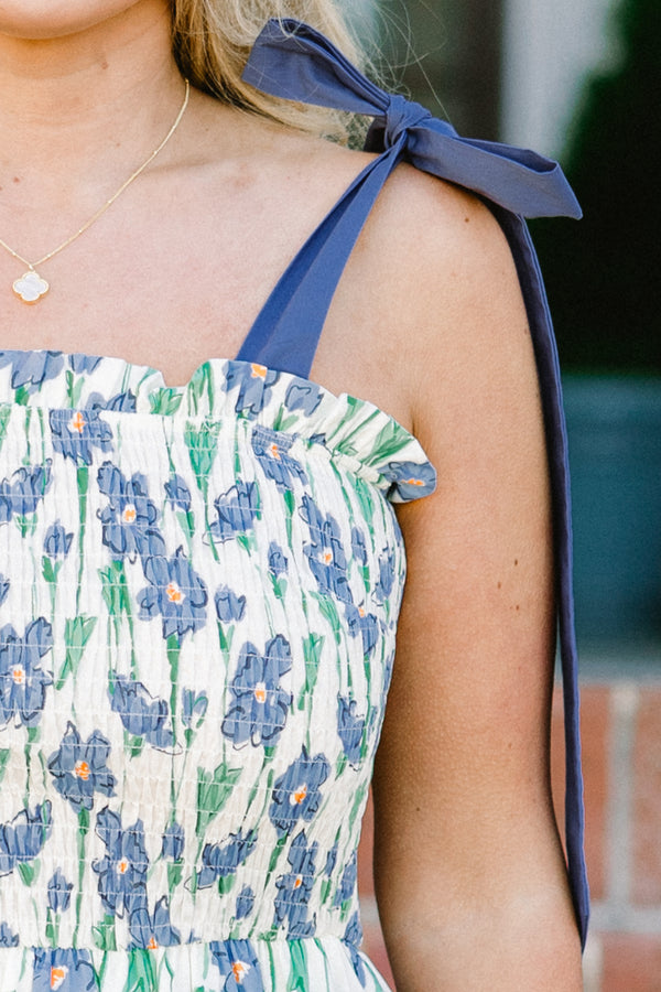 Chic soul Plus size clothing, Blue maxi dress with floral pattern and blue tie bow sleeves