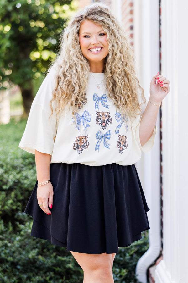 Chic Soul plus size clothing, black layered flowy skort with waistband 