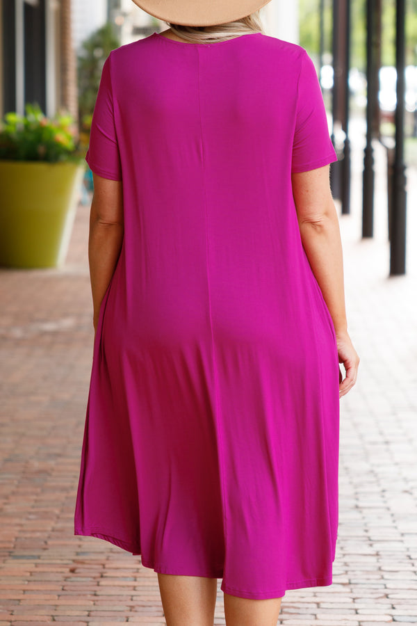 Chic Soul plus size clothing, eggplant purple flowy short sleeves midi dress