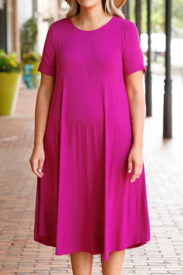 Chic Soul plus size clothing, eggplant purple flowy short sleeves midi dress