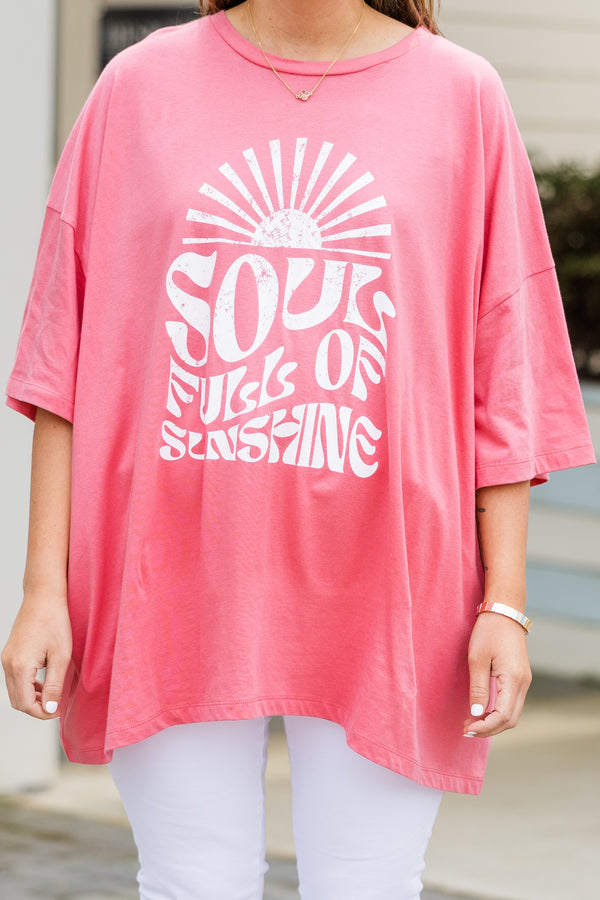 Chic Soul plus size clothing, short sleeve desert rose boyfriend tee with 