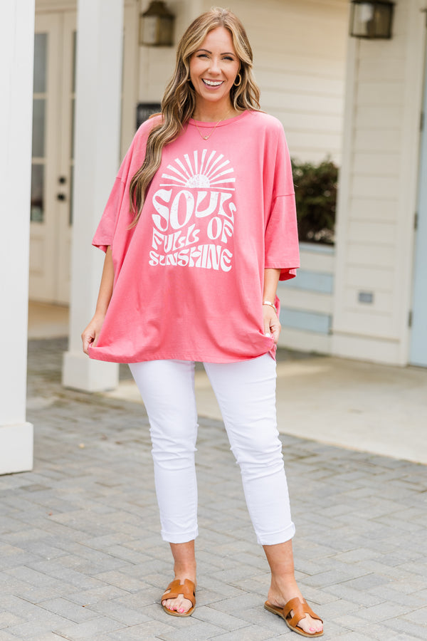 Chic Soul plus size clothing, short sleeve desert rose boyfriend tee with 