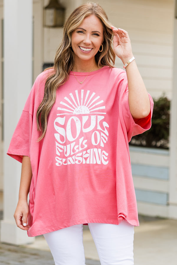 Chic Soul plus size clothing, short sleeve desert rose boyfriend tee with 