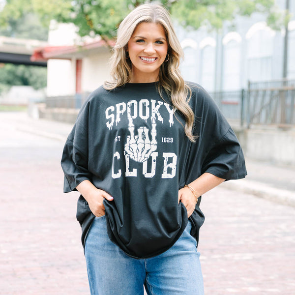 Spooky Club Boyfriend Tee, Black