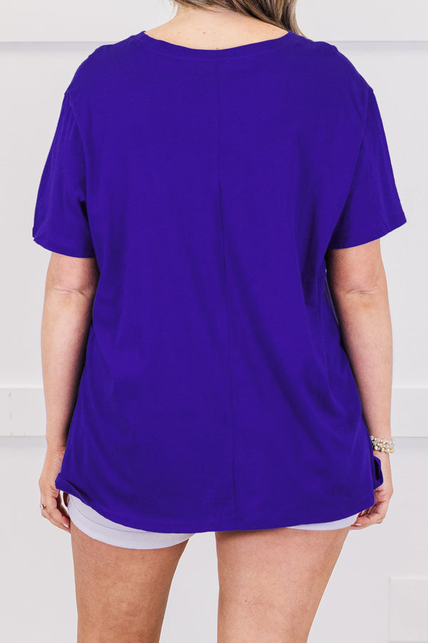 Chic Soul plus size clothing, bright blue short sleeves top