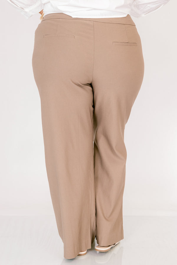 Chic Soul plus size clothing, khaki flare dress pants 