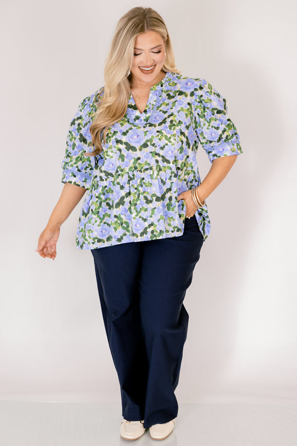 Chic Soul plus size clothing, navy straight leg pants