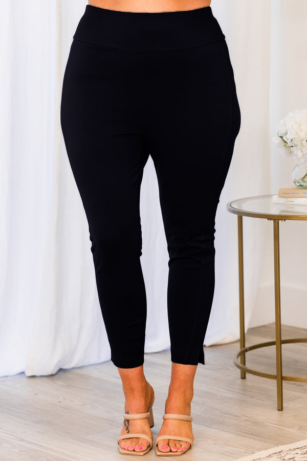 Chic Soul plus size clothing, black slim cropped high-waisted pants