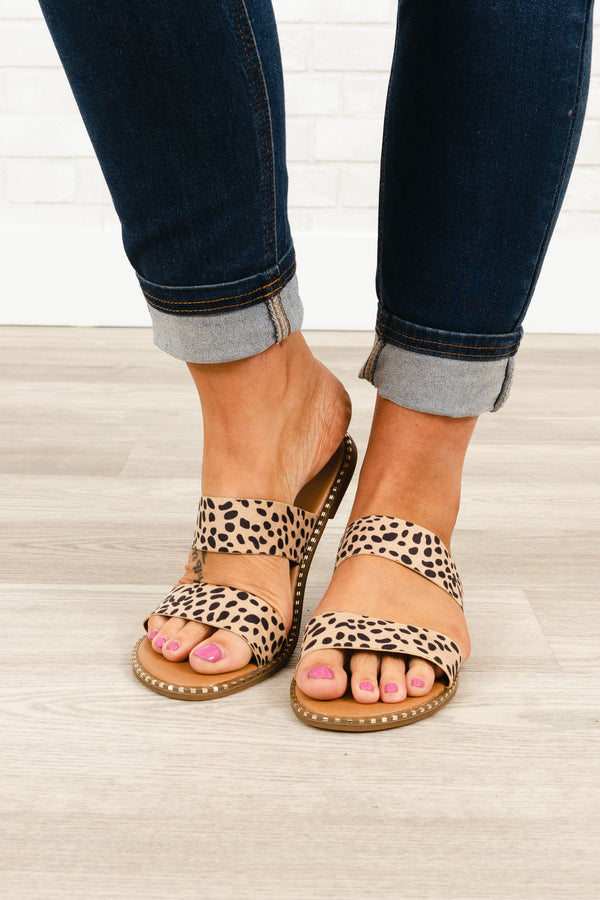Chic Soul plus size clothing, cheetah pattern strap sandals