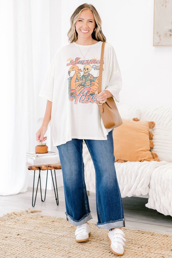 Chic Soul plus size clothing, ivory short sleeve graphic tee with the saying 