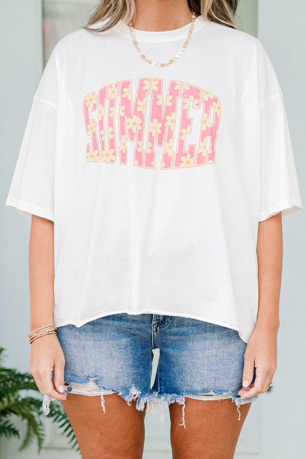 Chic Soul Plus size clothing, White short sleeve tee with the word 